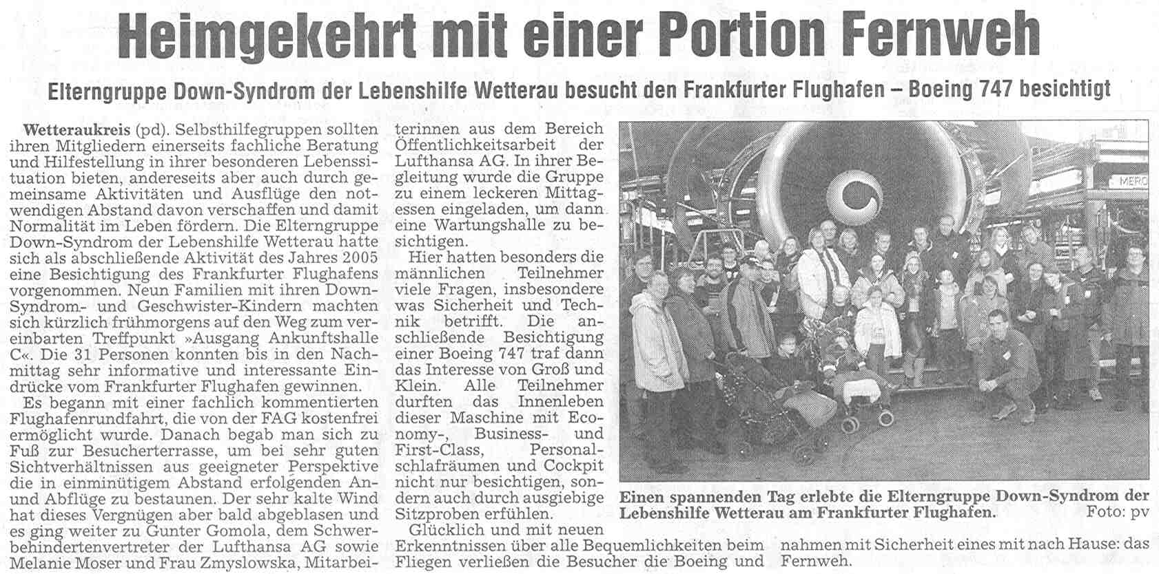 Originalartikel aus der Wetterauer Zeitung vom 27.10.2005